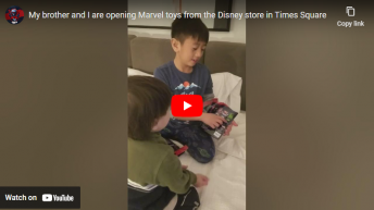 My brother and I are opening a surprising Marvel toys from the Disney store in Times Square part 1