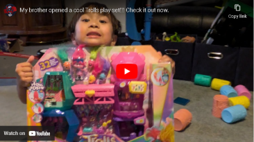 My brother opened a cool Trolls play set!!! Check it out now part 1