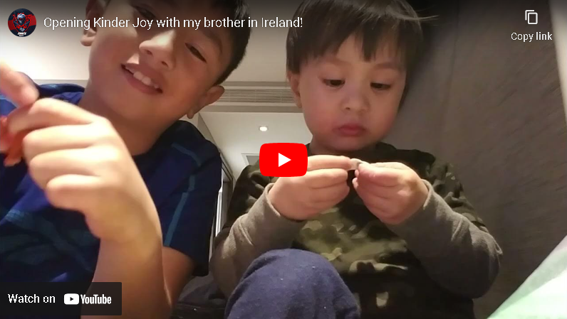 Opening Kinder Joy with my helpful brother in Ireland! part 1